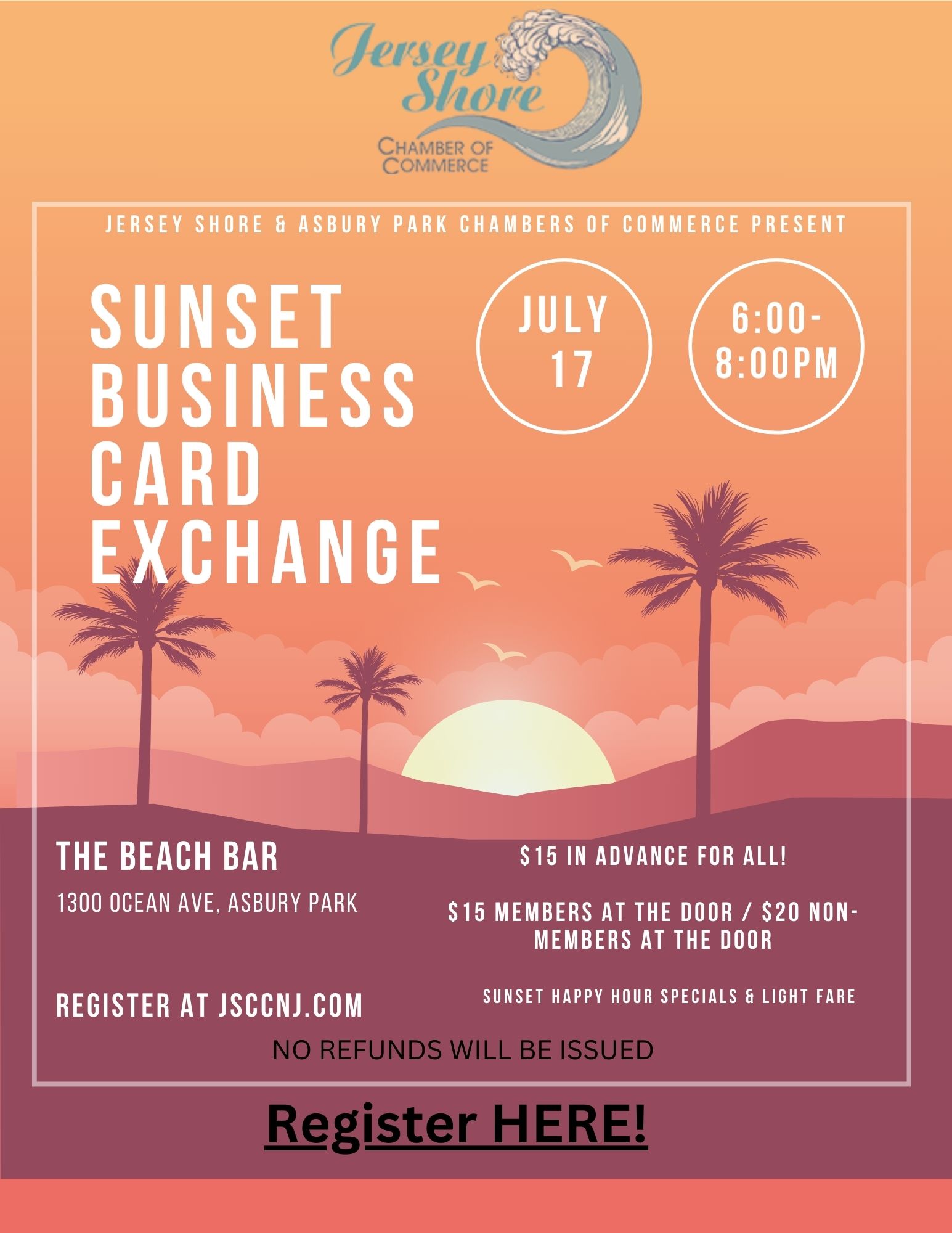 Jersey Shore Chamber of Commerce – Joint Networking with Asbury Park Chamber of Commerce
