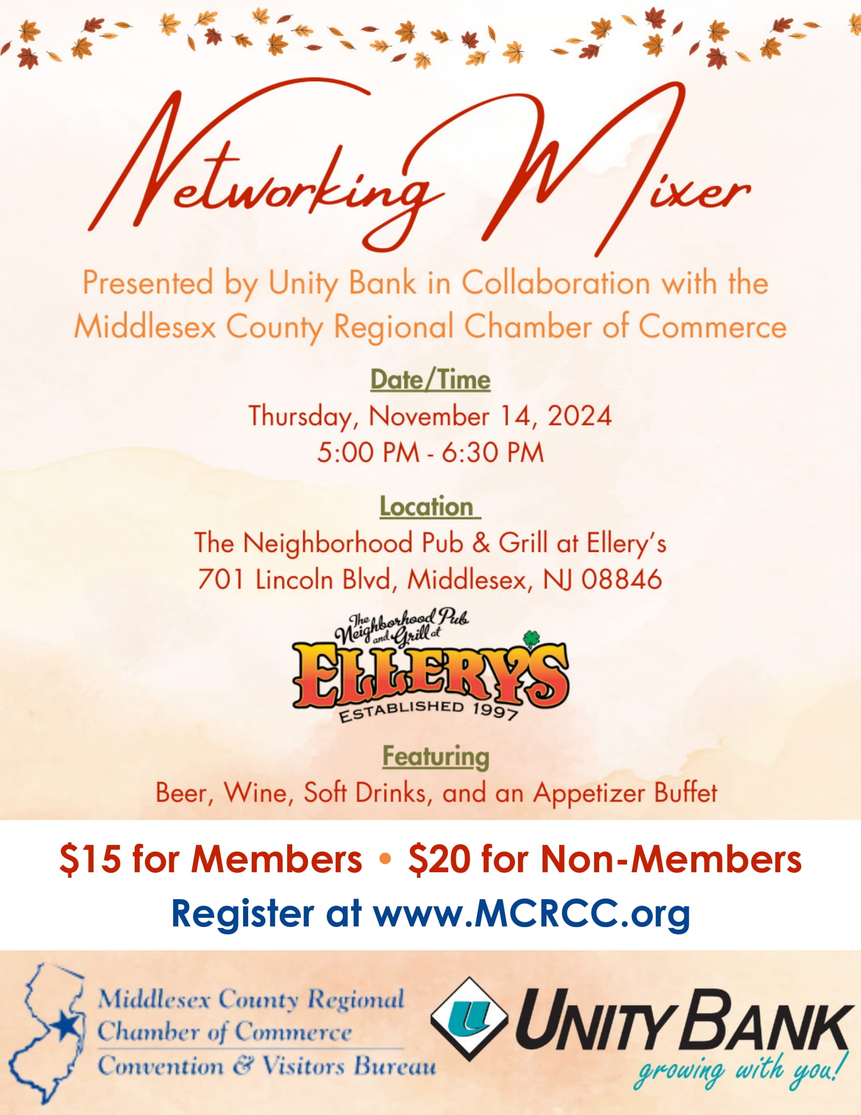 Middlesex County Regional Chamber of Commerce – November Networking Mixer