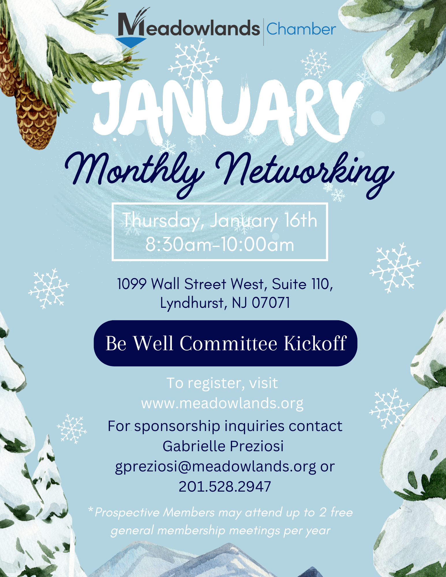 Meadowlands Chamber – January Monthly Networking Meeting