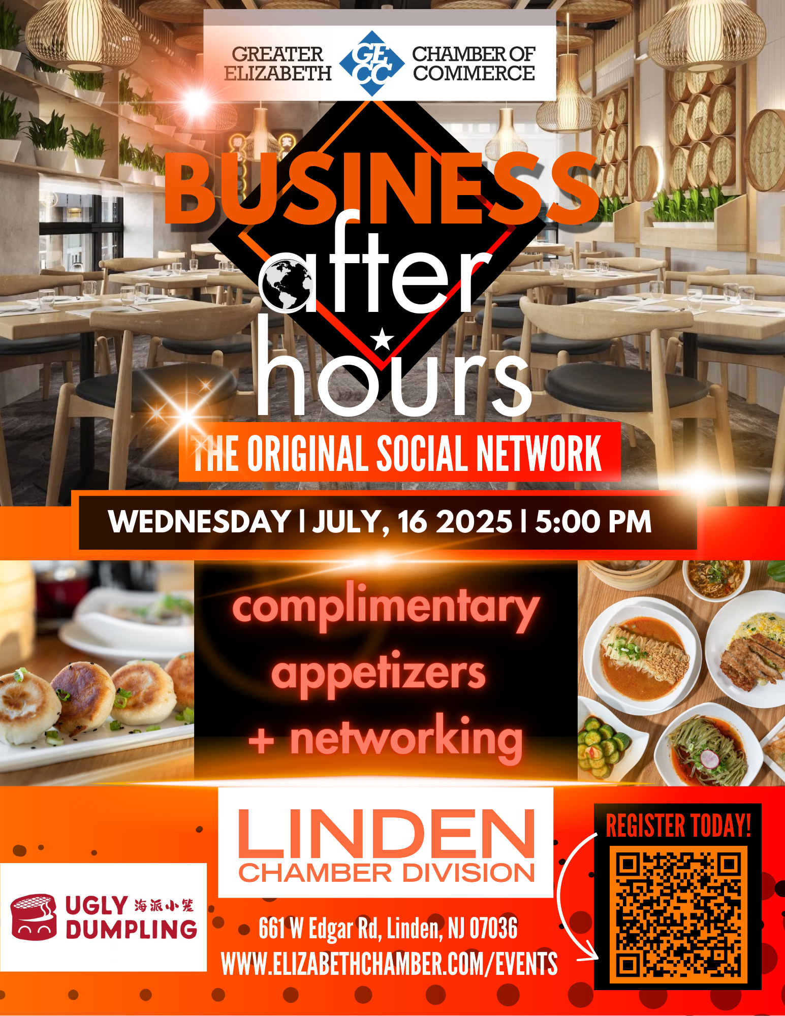 Greater Elizabeth Chamber of Commerce – Business After Hours: Networking Event @UGLY DUMPLING