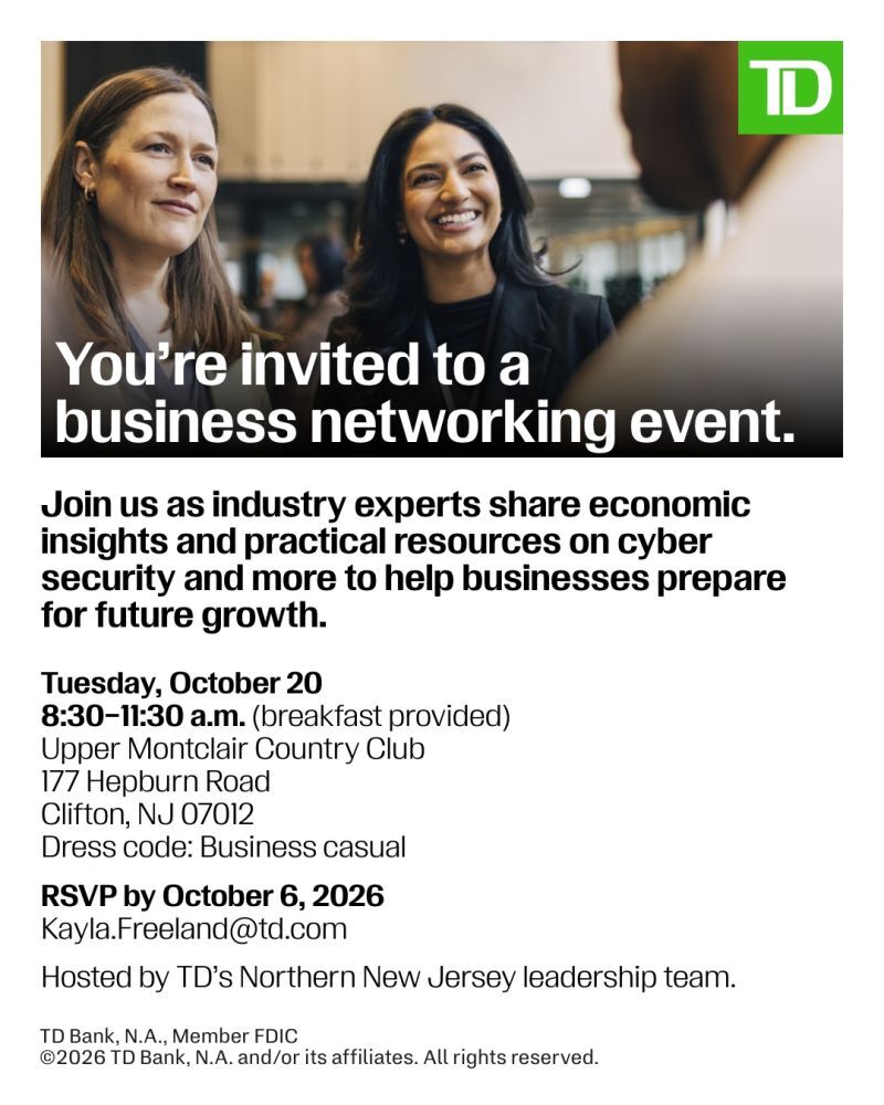 Business Networking Event TD Bank Clifton